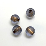 Plastic Bead - Bronze Lined Veggie Color Smooth Large Hole  Round 10MM MATTE SAPPHIRE