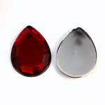 Plastic Flat Back Foiled Rose Cut Rhinestone - Pear 25x18MM RUBY