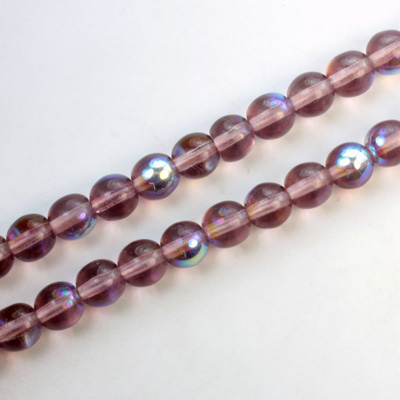 Czech Pressed Glass Bead - Smooth Round 06MM LT AMETHYST AB