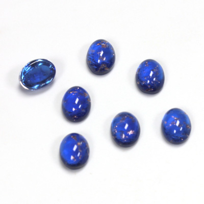 Glass Medium Dome Lampwork Cabochon - Oval 08x6MM GOLD FLECK SAPPHIRE (05054)