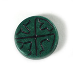 Plastic Flat Back Engraved Cabochon - Round 28MM INDOCHINE TEAL