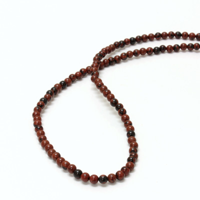 Gemstone Bead - Smooth Round 04MM RED OBSIDIAN