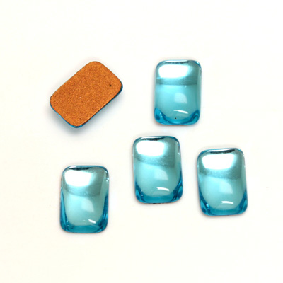 Glass Medium Dome Foiled Cabochon - Cushion 12x8MM AQUA