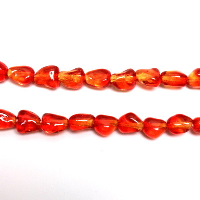 Czech Pressed Glass Bead - Coated Baroque Nugget 7x4MM COATED ORANGE-YELLOW 64815