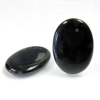 Glass Low Dome Buff Top Cabochon - Oval 25x18MM JET