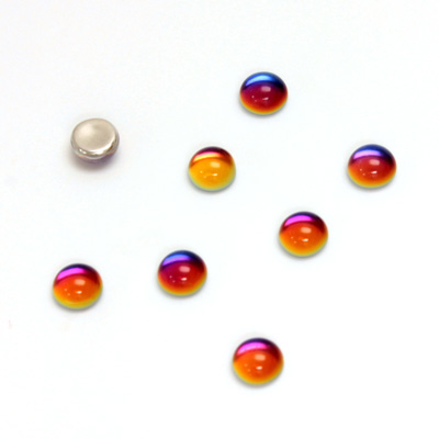 Glass Medium Dome Foiled Cabochon - Round 05MM Coated VULCANO