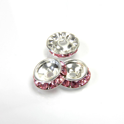 Czech Rhinestone Rondelle Shrag Rivoli Back Setting - Round 12MM outside w 08mm (ss38) Recess LT ROSE-SILVER