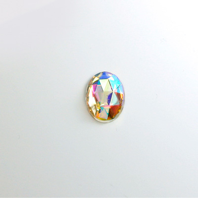 Glass Flat Back Foiled Rauten Rose - Oval 10x8MM CRYSTAL AB