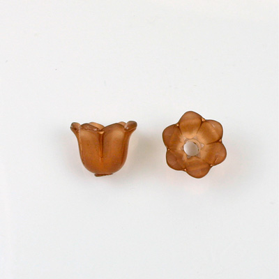 German Plastic Flower with Hole - Bell Shape 14x12MM MATTE SMOKE TOPAZ