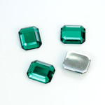 Plastic Flat Back Foiled Rose Cut Rhinestone - Cushion Octagon 12x10MM EMERALD