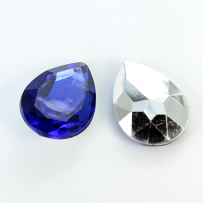 Plastic Point Back Foiled Stone - Pear 25x18MM SAPPHIRE