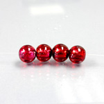 Czech Glass Lampwork Bead - Smooth Round 08MM RUBY SILVER LINED