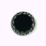 Glass Flat Back Engraved Intaglio - Round 22.5MM SILVER on JET
