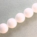 Czech Pressed Glass Bead - Smooth Round 14MM WHITE