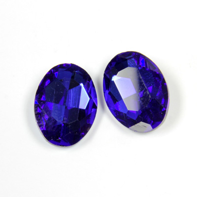 Cut Crystal Point Back Fancy Stone Foiled - Oval 18x13MM SAPPHIRE