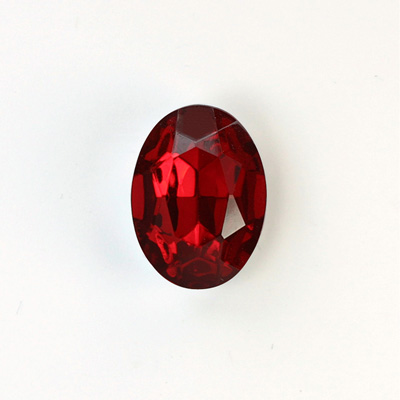 Glass Point Back Foiled Tin Table Cut (TTC) Stone - Oval 18x13MM RUBY