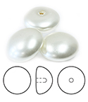 Preciosa Flat Back Button Crystal Nacre Pearl Round 16MM WHITE