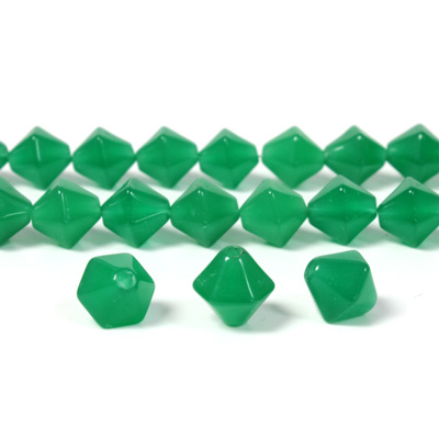 Czech Pressed Glass Bead - Smooth Bicone 08MM GREEN