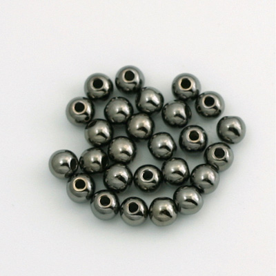 Metalized Plastic Smooth Bead - Round 04MM HEMATITE