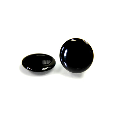 Glass Low Dome Buff Top Cabochon - Round 15MM JET