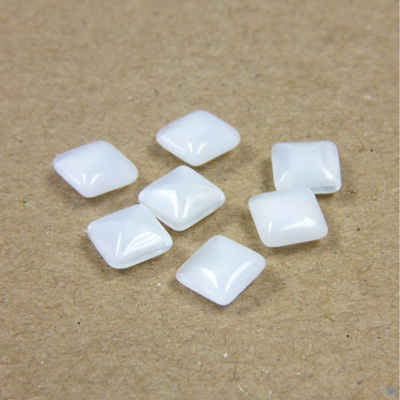 Glass Point Back Buff Top Stone Opaque Doublet - Square 06x6MM WHITE MOONSTONE