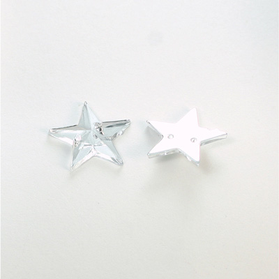 Plastic Flat Back 2-Hole Foiled Sew-On Stone - Star 16MM CRYSTAL