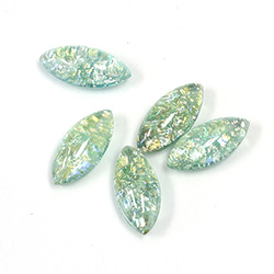 Glass Medium Dome Lampwork Cabochon - Navette 15x7MM MINT OPAL (02201)