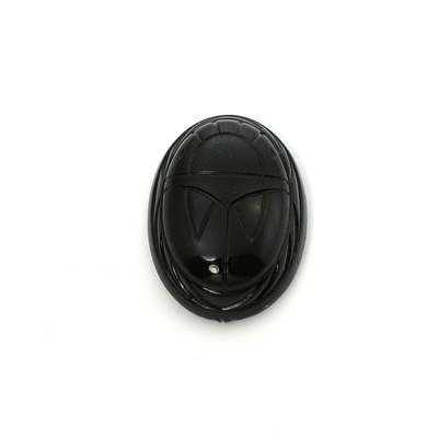 German Plastic Flat Back Scarab - Oval 18x13MM JET