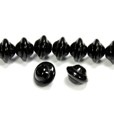 Czech Pressed Glass Bead - Saturn 08x10MM JET