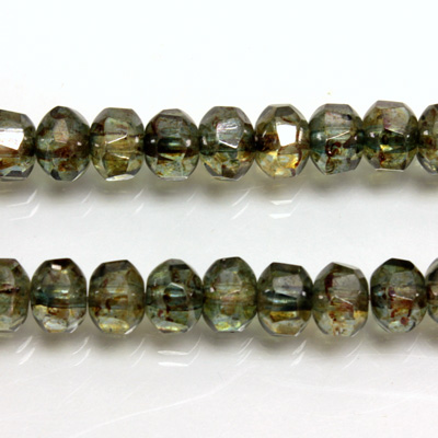 Czech Glass Fire Polished Bead - Rondelle Disc 6x5MM LUMI GREEN