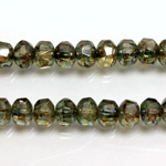 Czech Glass Fire Polished Bead - Rondelle Disc 6x5MM LUMI GREEN