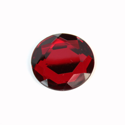 Plastic Flat Back Foiled Rose Cut Rhinestone - Round 25MM RUBY