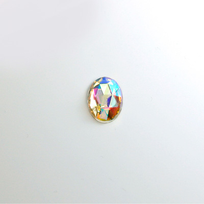 Glass Flat Back Foiled Rauten Rose - Oval 08x6MM CRYSTAL AB