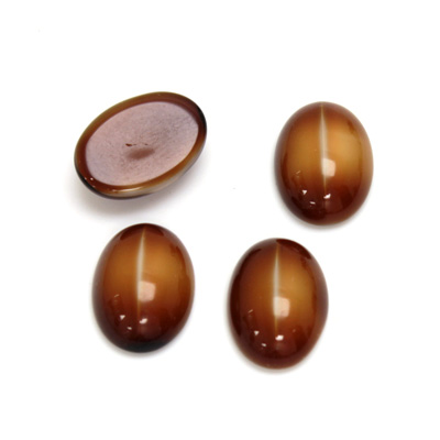 Glass Medium Dome Cabochon - Oval 14x10MM CAT'S EYE BROWNHORN