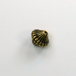 Metalized Plastic Bead - Ribbed Bicone 09x8MM ANT GOLD