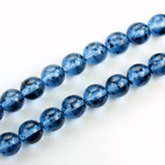 Czech Pressed Glass Bead - Smooth Round 08MM SPECKLE COATED SAPPHIRE 64389