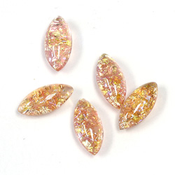 Glass Medium Dome Lampwork Cabochon - Navette 15x7MM PEACH OPAL (02202)