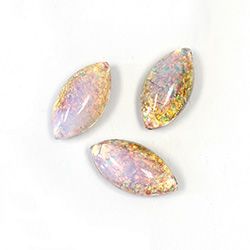 Glass Medium Dome Lampwork Cabochon - Navette 18x9MM FIRE OPAL (01003)