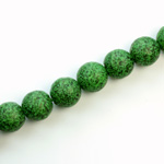 Czech Pressed Glass Bead - Smooth Round 10MM VOLCANIC COATED DK GREEN
