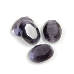 Fiber-Optic Flat Back Stone with Faceted Top and Table - Oval 14x10MM CAT'S EYE GREY