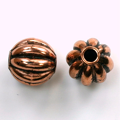 Metalized Plastic Bead - Melon Round 14MM ANT COPPER