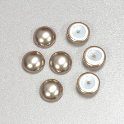 Glass Medium Dome Pearl Dipped Cabochon - Round 10MM LIGHT BROWN