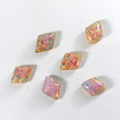 Glass Lampwork Medium Dome Cabochon -Diamond 11x8MM FIRE OPAL (01003)