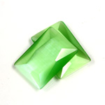 Fiber-Optic Flat Back Stone with Faceted Top and Table - Cushion 25x18MM CAT'S EYE LT GREEN