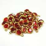 Plastic Channel Stone in Setting with 1 Loop 4MM RUBY-Brass
