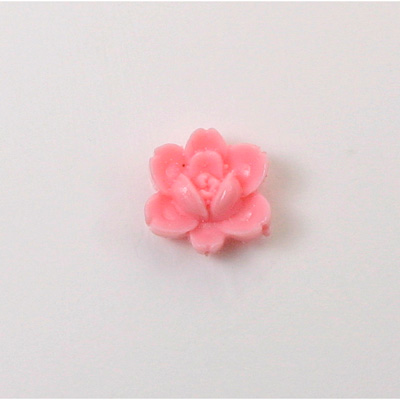 Plastic Carved No-Hole Flower - Rose 14MM PINK