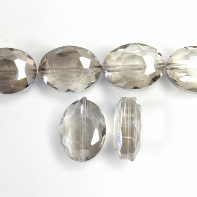 Chinese Cut Crystal Bead - Oval 12x9MM GREY LUMI COAT