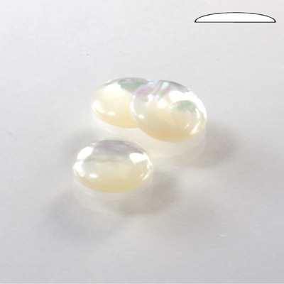 Shell Flat Back Cabochon - Round 12MM WHITE MOP