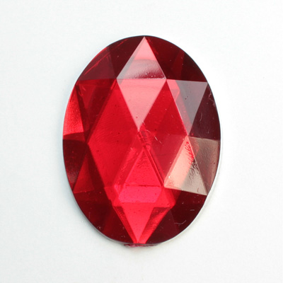 Plastic Flat Back Foiled Rauten Rose Rhinestone - Oval 40x30MM RUBY