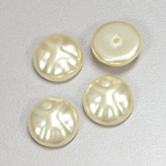 Glass Cabochon Baroque Top Pearl Dipped - Round 16MM WHITE